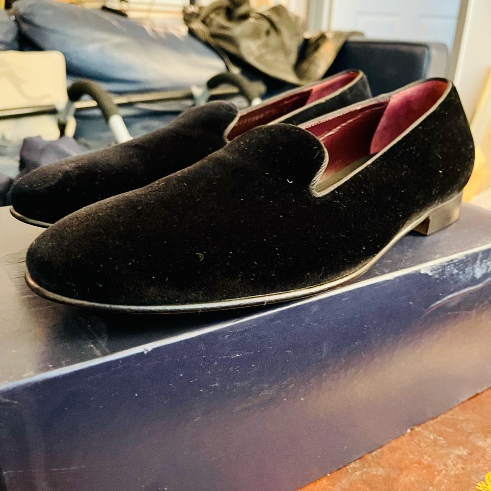 Ralph Lauren Mens Velvet Slippers size 9.5 PURPLE LABEL